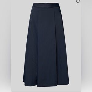 RAFFAELLO ROSSI navy blue A-Line Vivian Skirt with Subtle Pleats
